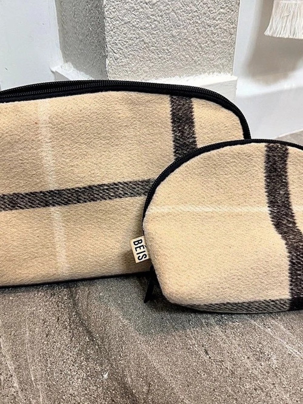 BEIS Cosmetic Pouch Set in Plaid